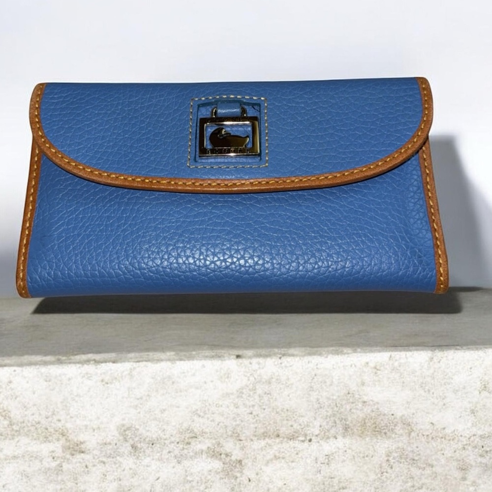 Dooney & Bourke Pebble Grain Continental Clutch Wallet Color French Blue NWOT